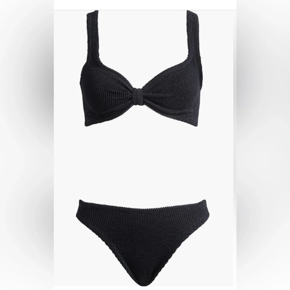 Hunza G Bonnie 2pc Bikini Set Black Swimwear OS NWT 255$